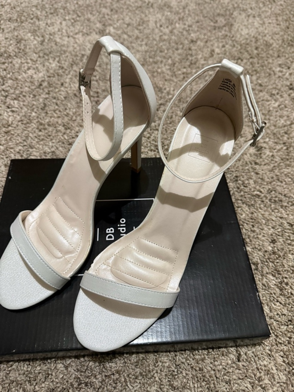 David's Bridal White Strappy Open-Toe Heels